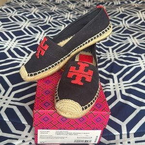 Tory Burch Weston Flat Espadrille Canvas/Calf Leather